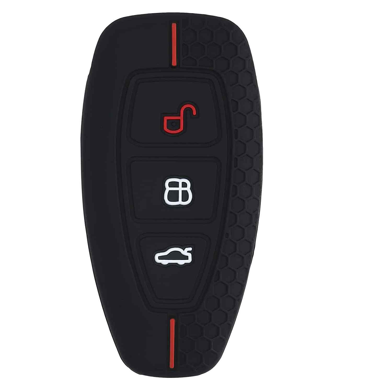 Funda silicona mando llave del coche 3 botones compatible con Ford Negro-Rojo - imagen 1