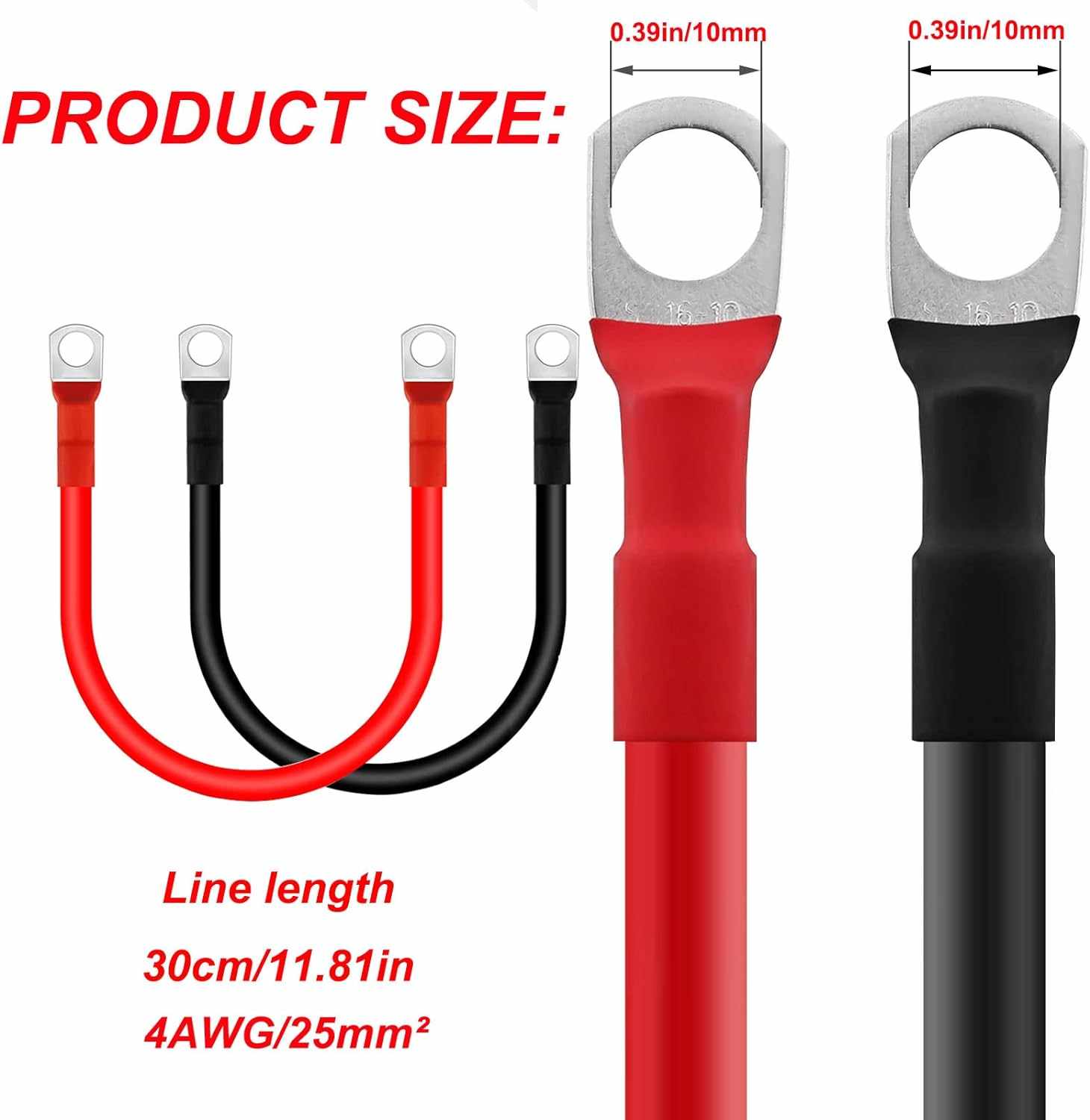 Cables de la Batería con terminales anillo 5AWG 16 mm2 SC16-10 30 cm - imagen 5