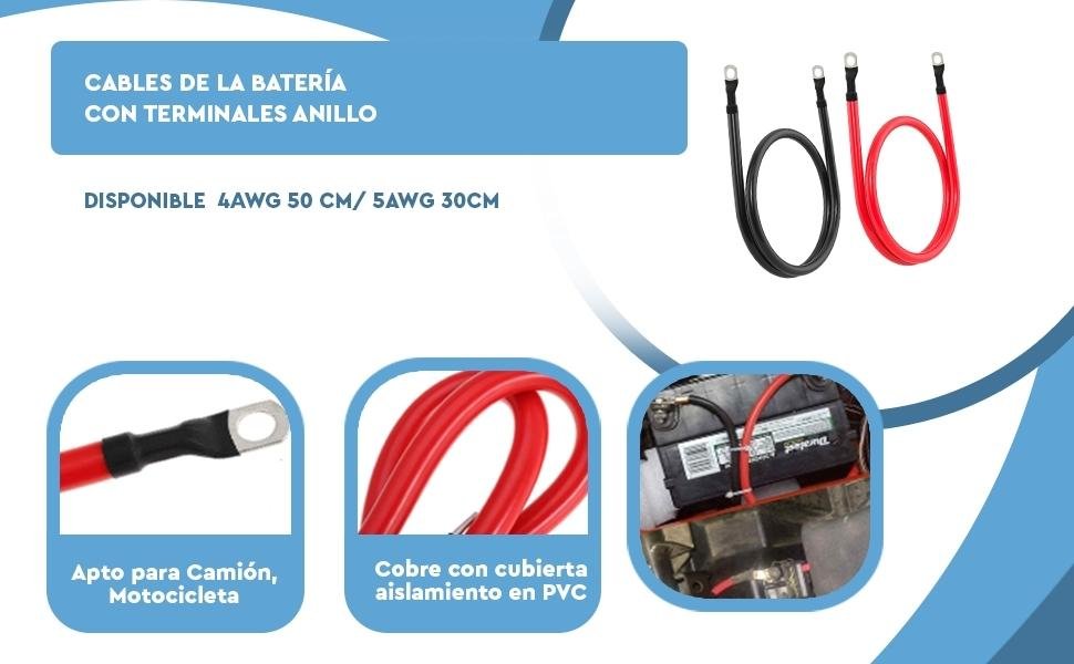 Banner - Cables de la Batería con terminales anillo 5AWG 16 mm2 SC16-10 30 cm