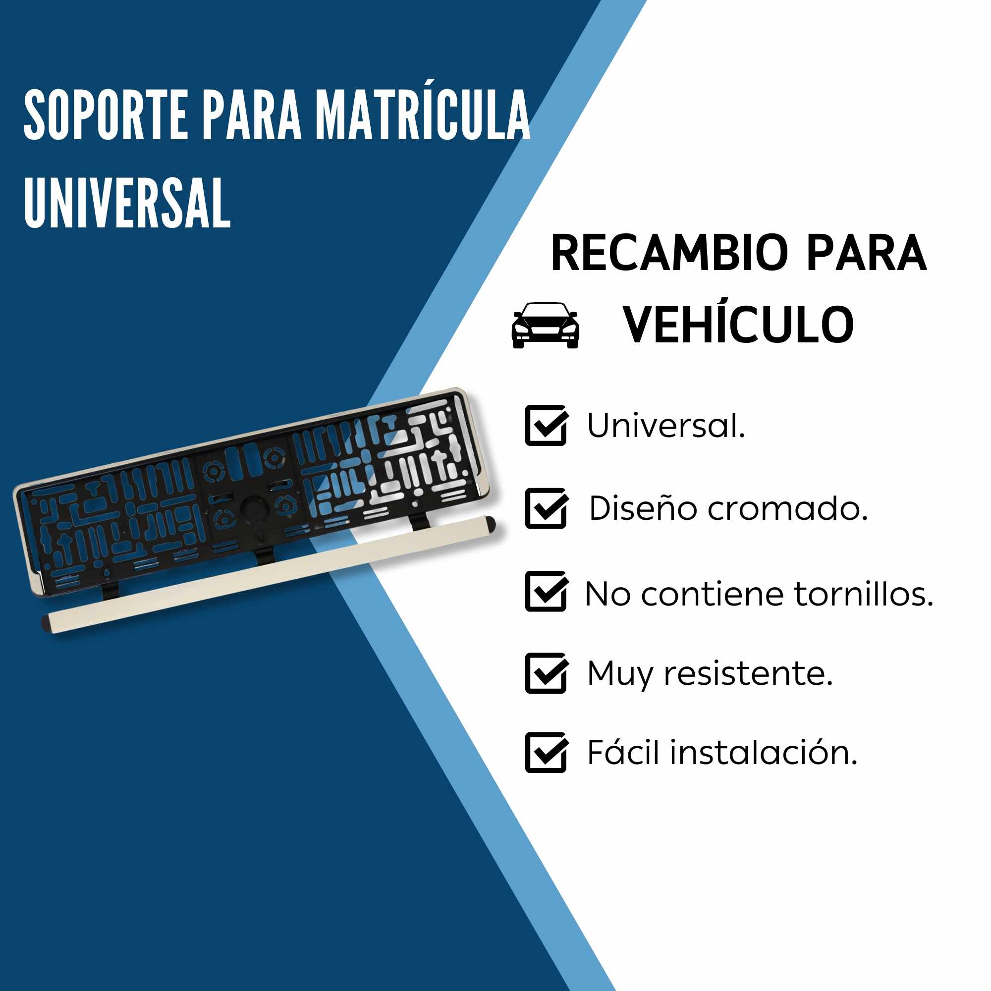 Soporte para matrícula cromado para Coche Universal - imagen 3