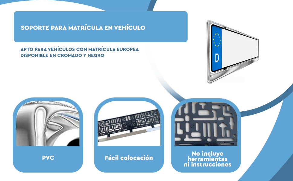 Banner - Soporte para matrícula cromado para Coche Universal