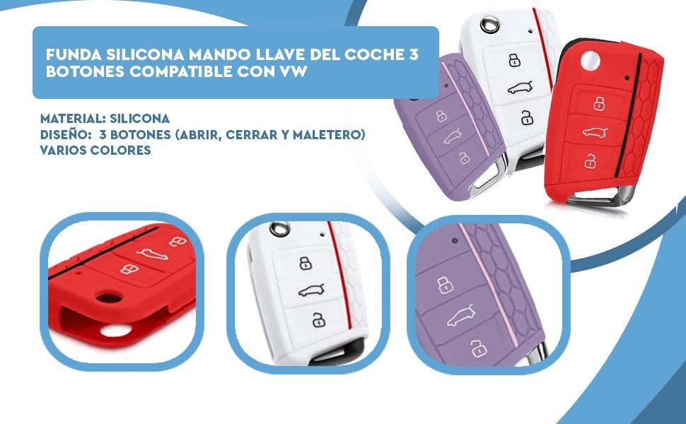 Banner - Funda silicona mando llave del coche 3 botones compatible con VW Golf 7 Negro rojo