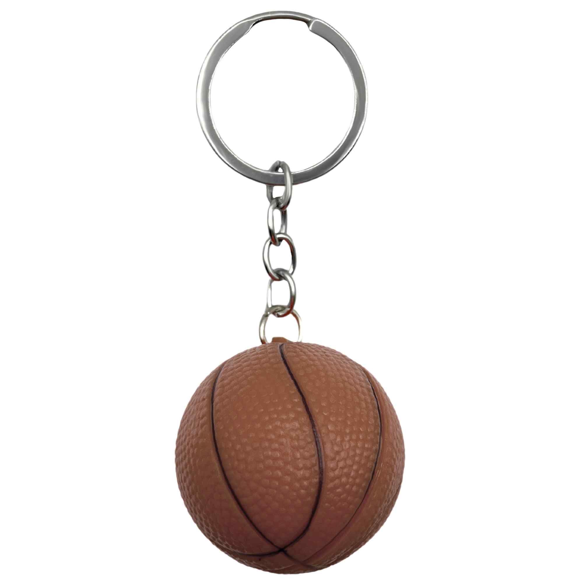 Llavero plastico en forma de pelota baloncesto marron