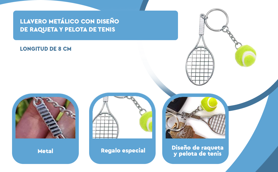 Banner - Llavero raqueta de tenis metálico