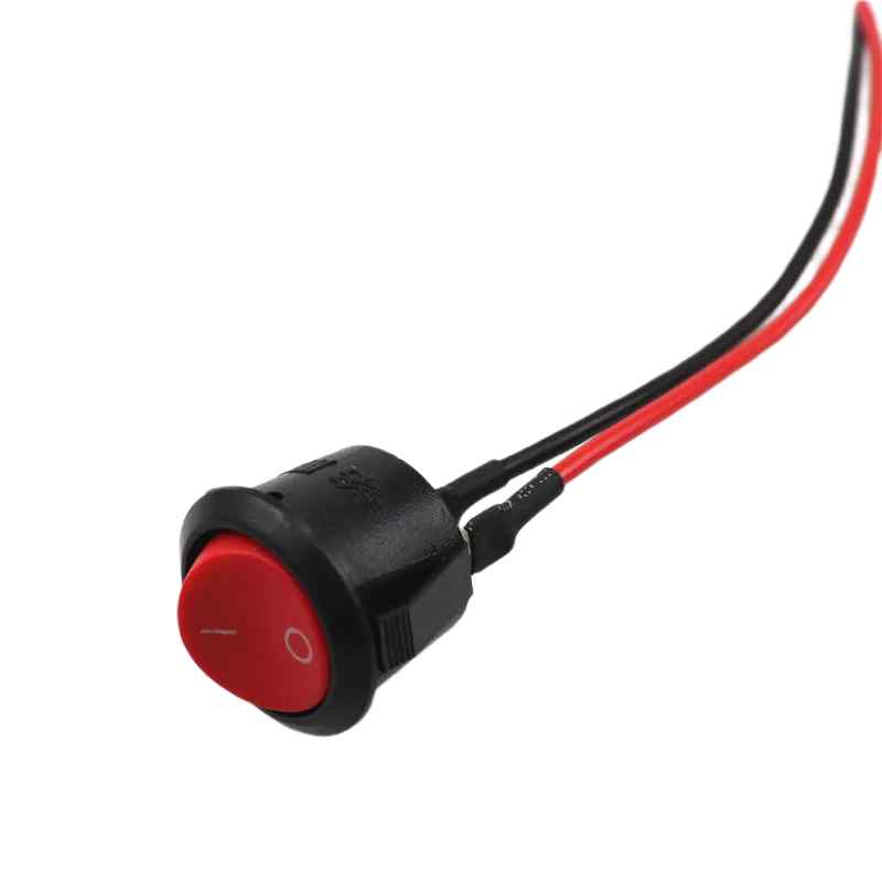 Interruptor redondo basculante con cable de 2 vias ON/OFF 6A rojo