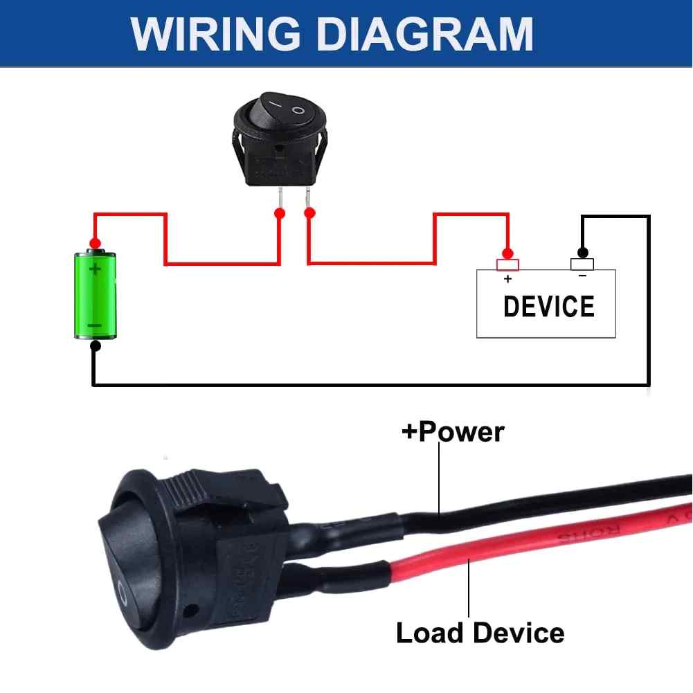 Interruptor redondo basculante con cable de 2 vias ON/OFF 6A rojo - imagen 5