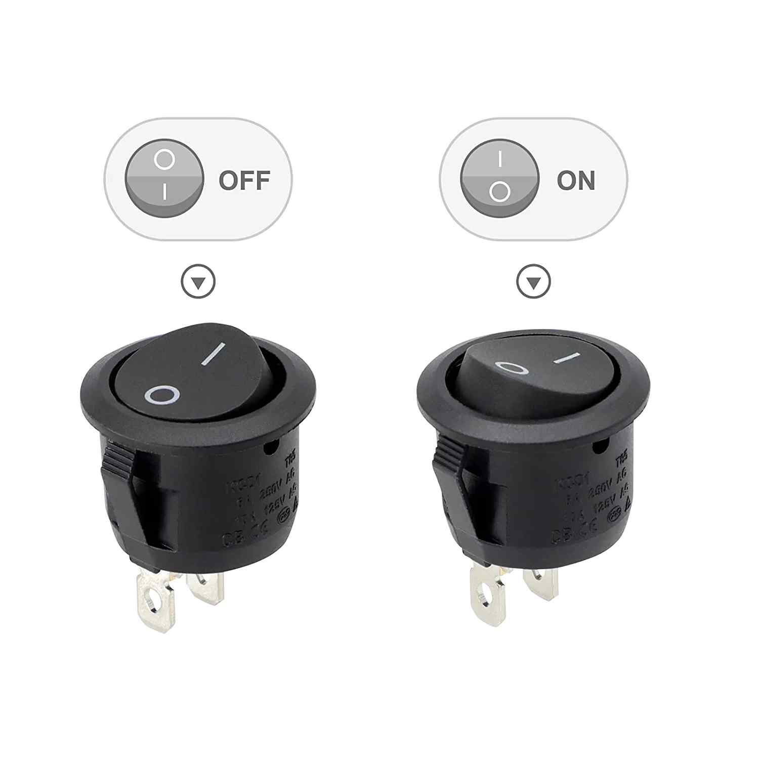 Interruptor redondo basculante con cable de 2 vias ON/OFF 6A negro - imagen 1