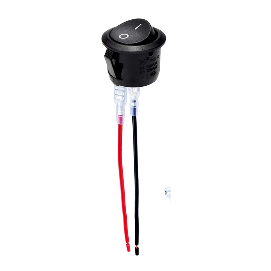 Interruptor redondo basculante con cable de 2 vias ON/OFF 6A negro - imagen 4