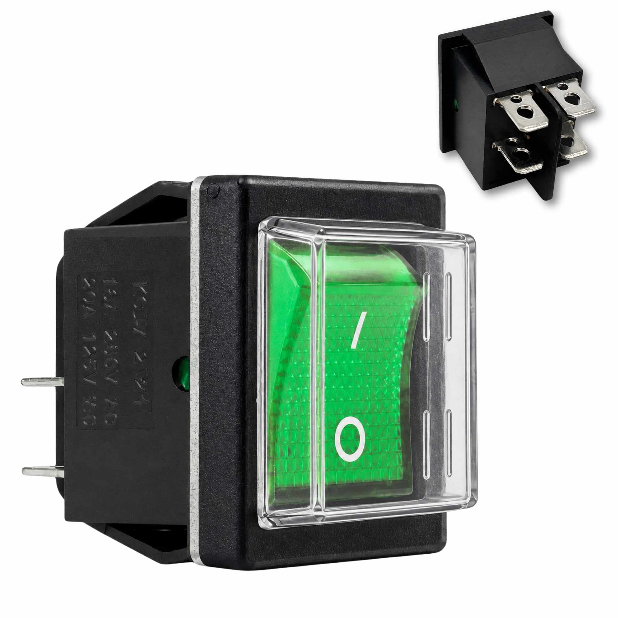 Interruptor basculante ON-OFF DPST 4 vias impermeable Verde 16 A - imagen 1
