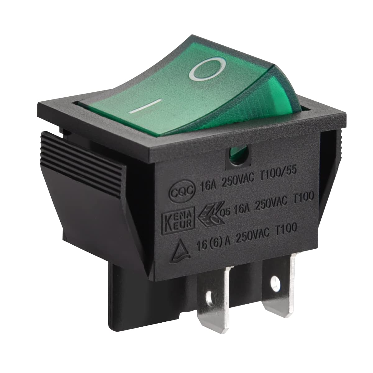 Interruptor basculante ON-OFF DPST 4 vias impermeable Verde 16 A - imagen 7