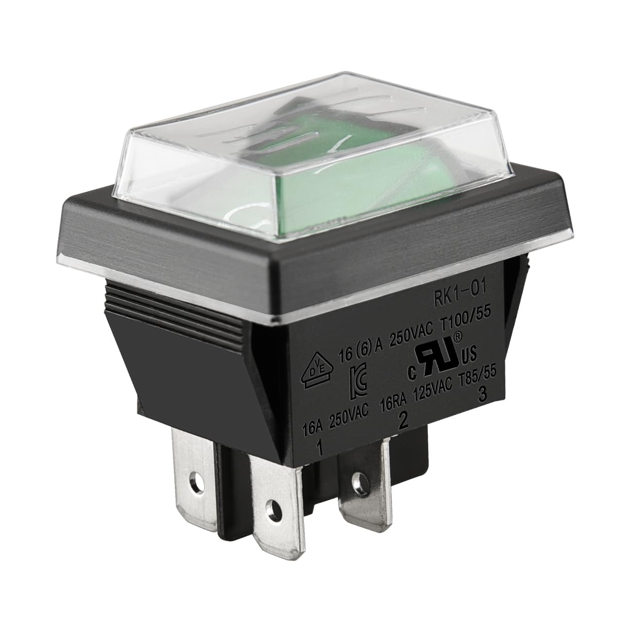 Interruptor basculante ON-OFF DPST 4 vias impermeable Verde 16 A - imagen 1