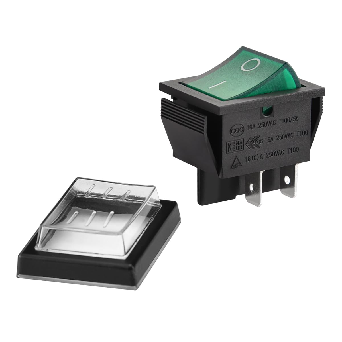 Interruptor basculante ON-OFF DPST 4 vias impermeable Verde 16 A - imagen 2