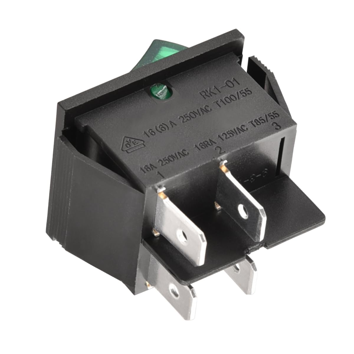 Interruptor basculante ON-OFF DPST 4 vias impermeable Verde 16 A - imagen 3