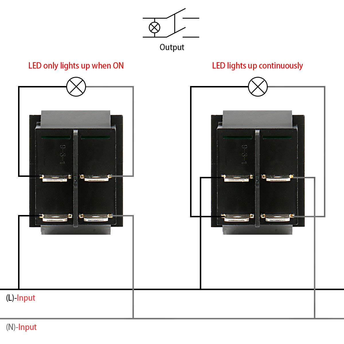 Interruptor basculante ON-OFF DPST 4 vias impermeable Verde 16 A - imagen 4