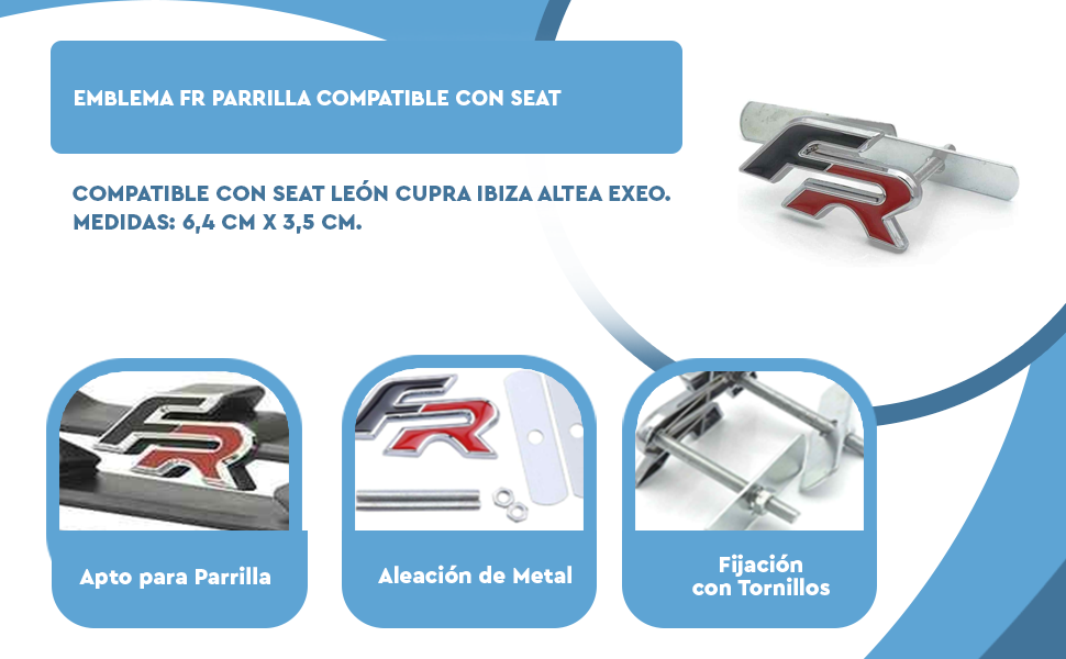 Banner - Emblema FR parrilla compatible con Seat
