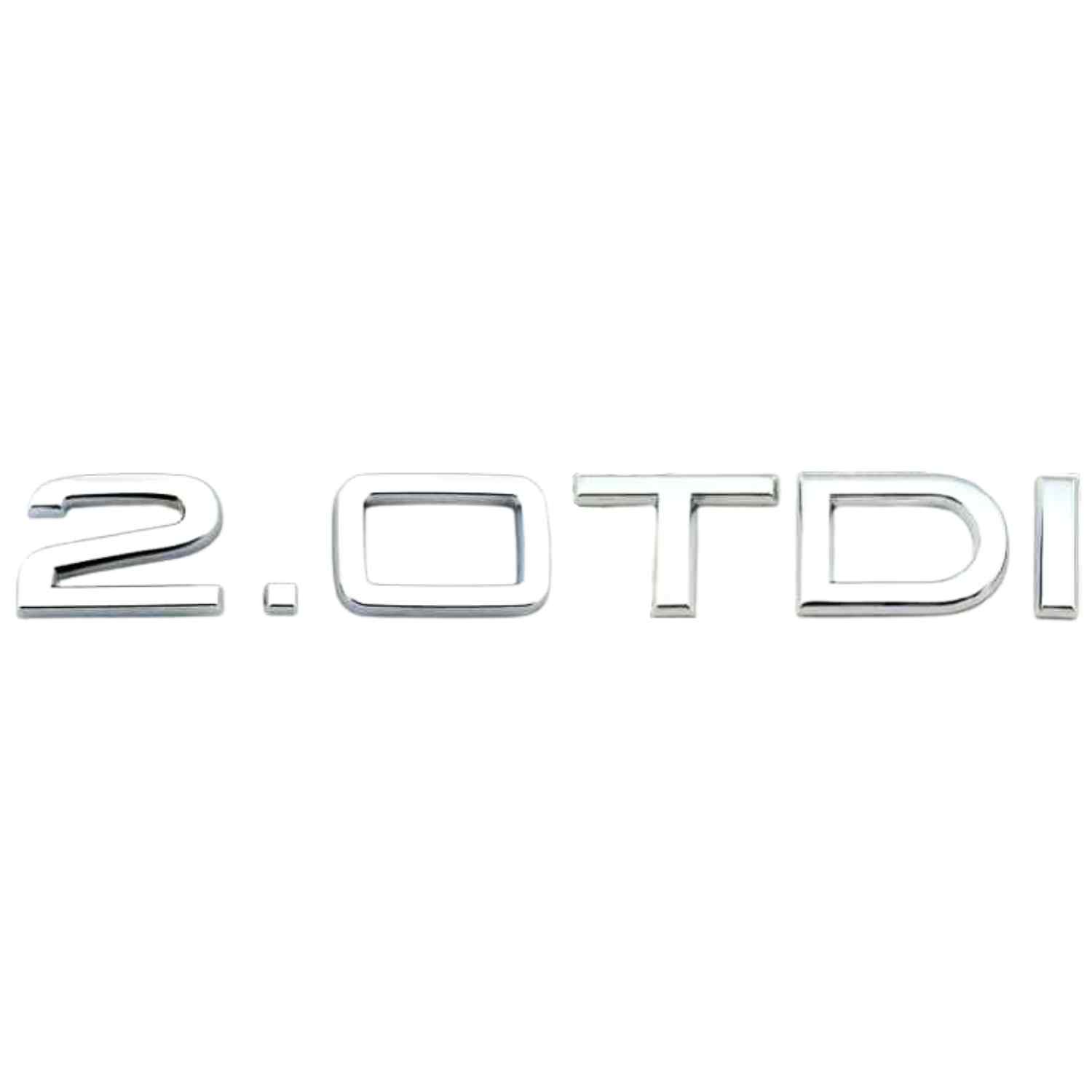 Emblema adhesivo trasero 2.0 TDI compatible con VW plateado