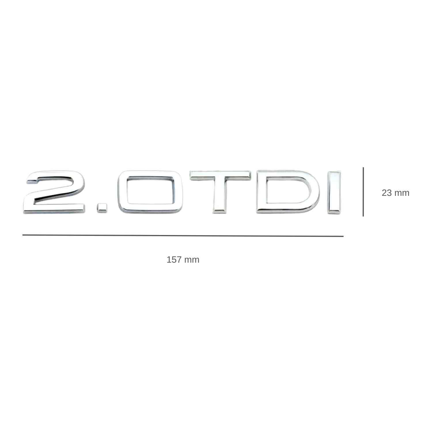 Emblema adhesivo trasero 2.0 TDI compatible con VW plateado - imagen 2