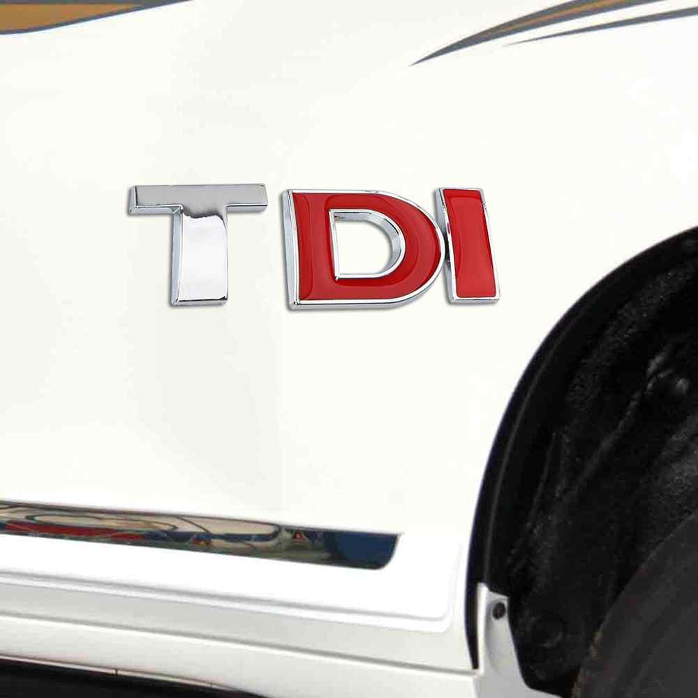Emblema adhesivo metálico TDI compatible con VW rojo plateado - imagen 3