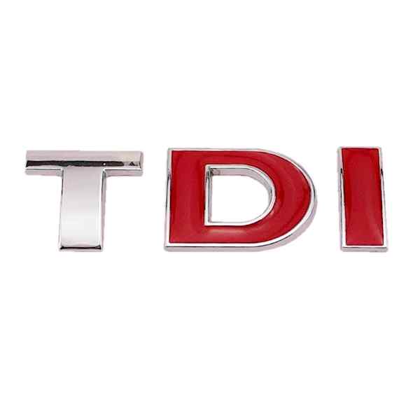 Emblema adhesivo metálico TDI compatible con VW rojo plateado