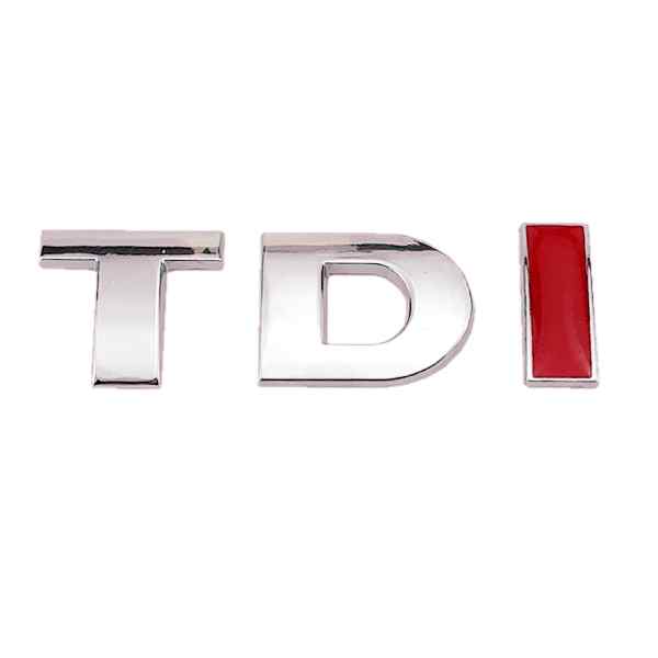 Emblema adhesivo metálico TDI compatible con VW plateado rojo