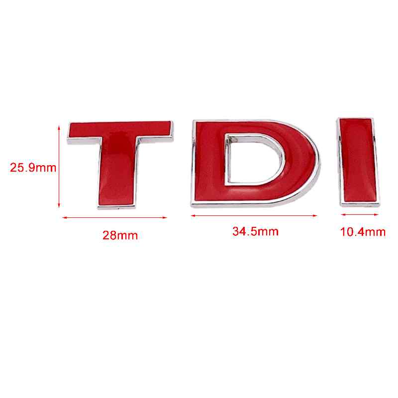 Emblema adhesivo metálico TDI compatible con VW plateado rojo - imagen 2