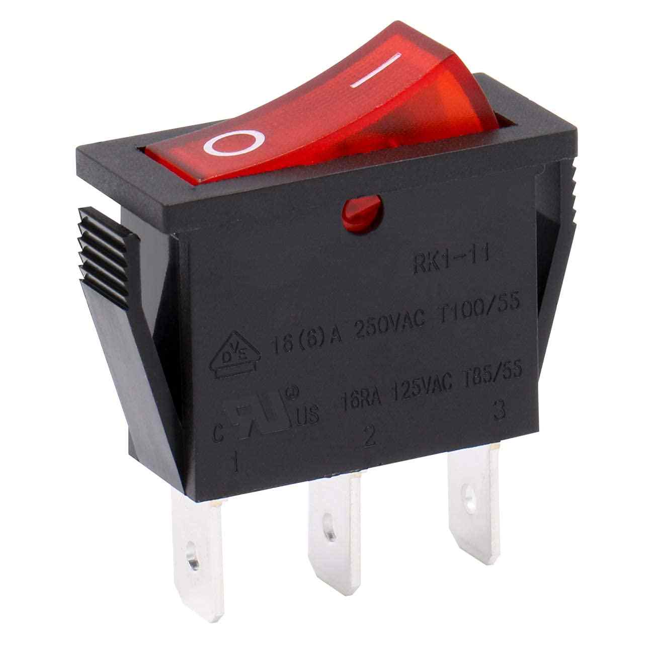 Interruptor basculante ON-OFF SPST 3 pines LED Rojo
