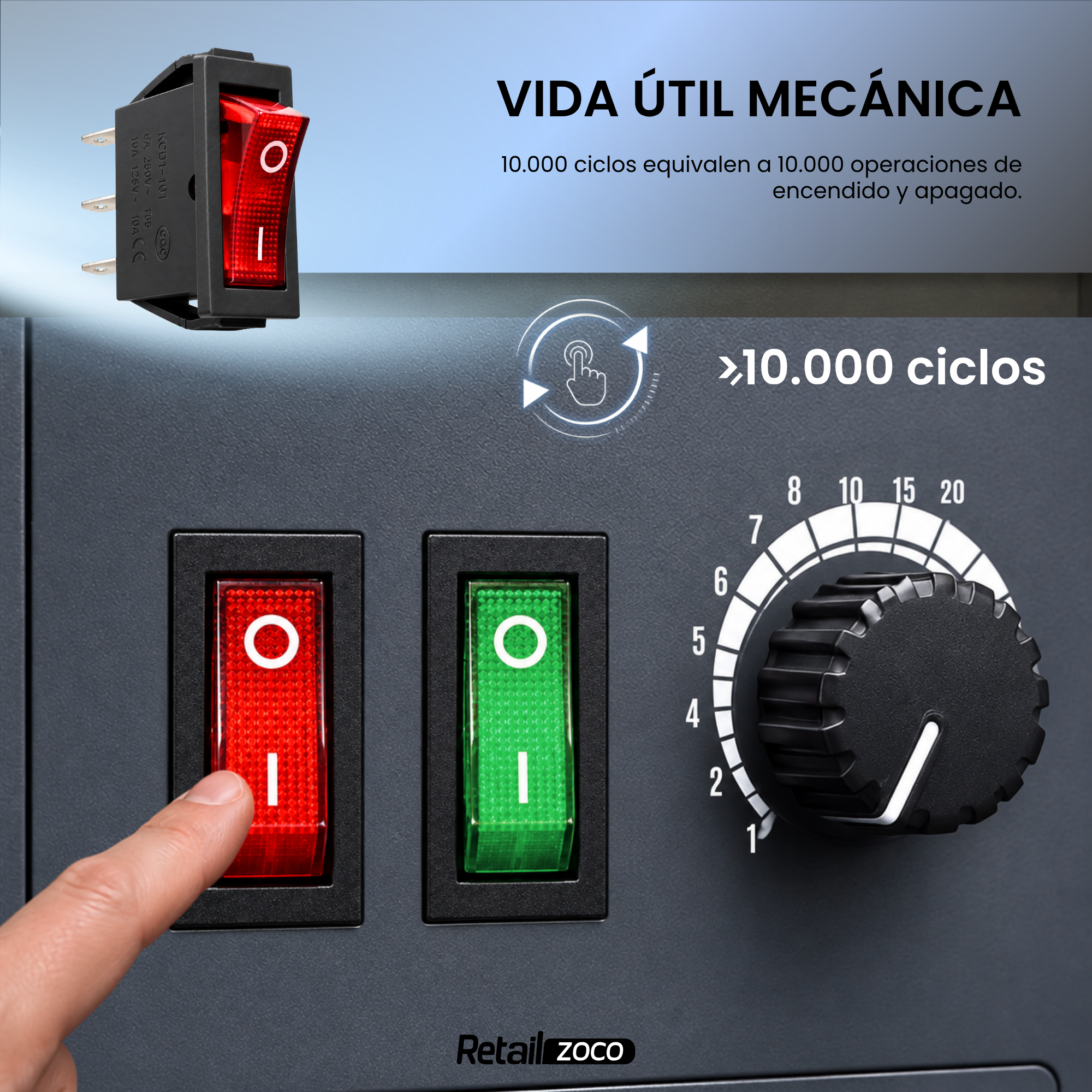 Interruptor basculante ON-OFF SPST 3 pines LED Rojo - imagen 4