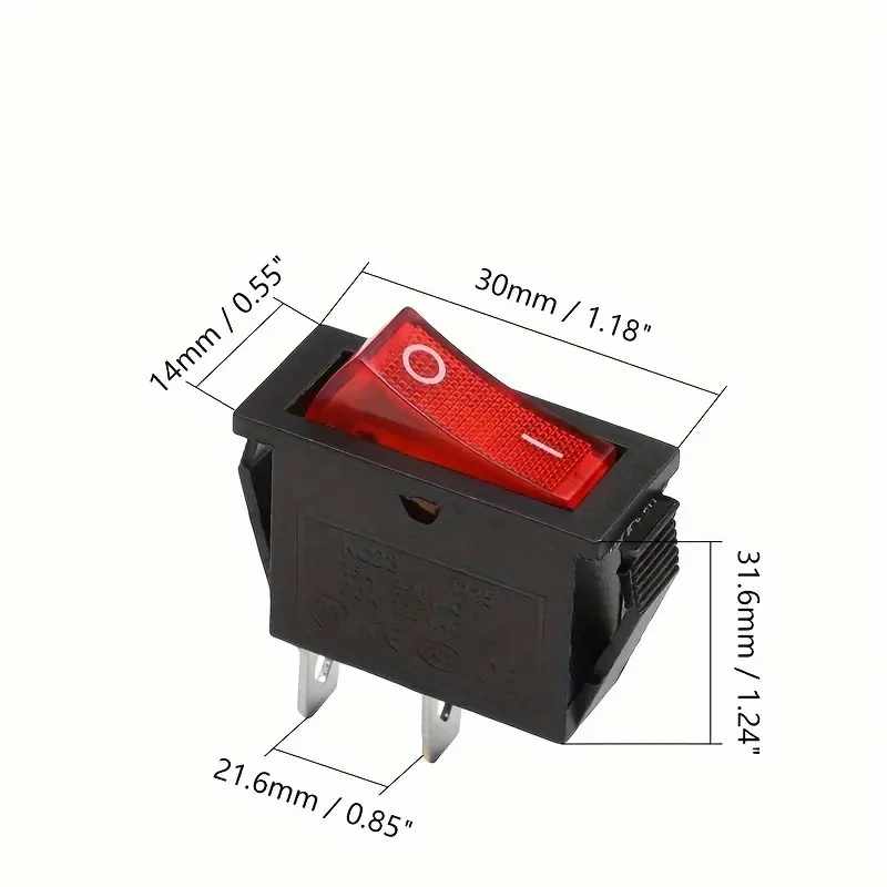 Interruptor basculante ON-OFF SPST 3 pines LED Rojo - imagen 7