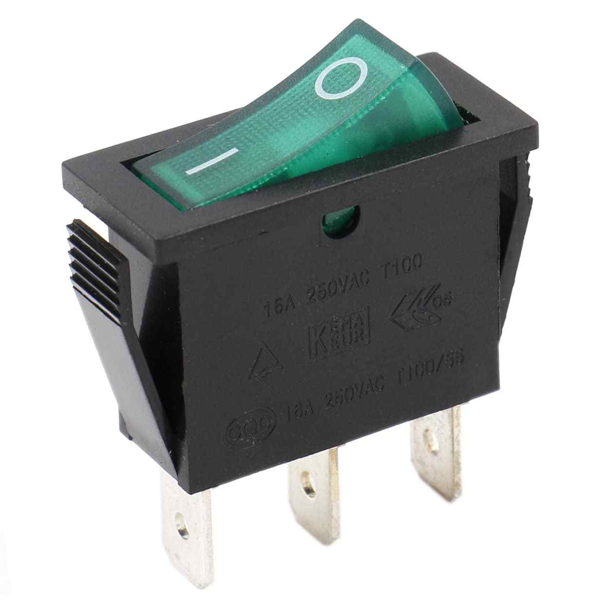 Interruptor basculante ON-OFF SPST 3 pines LED Verde