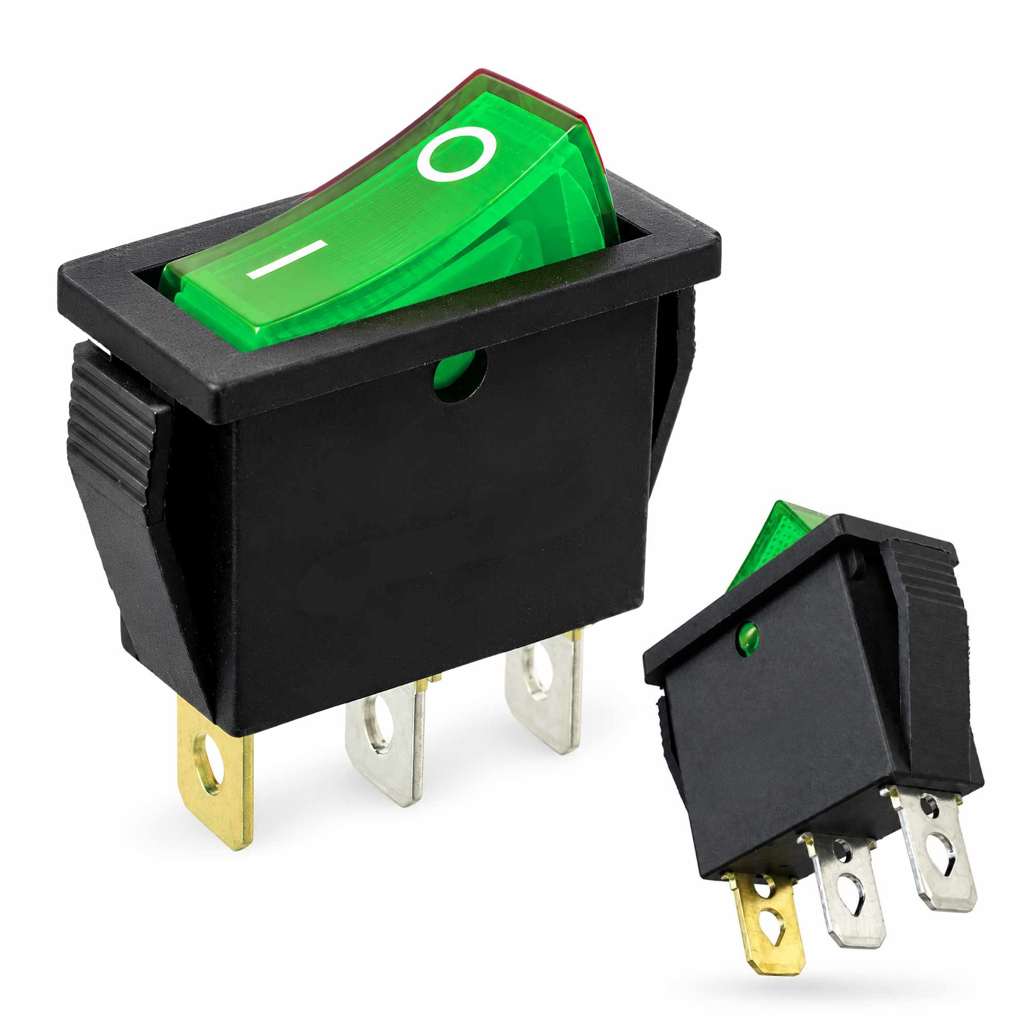 Interruptor basculante ON-OFF SPST 3 pines LED Verde - imagen 1