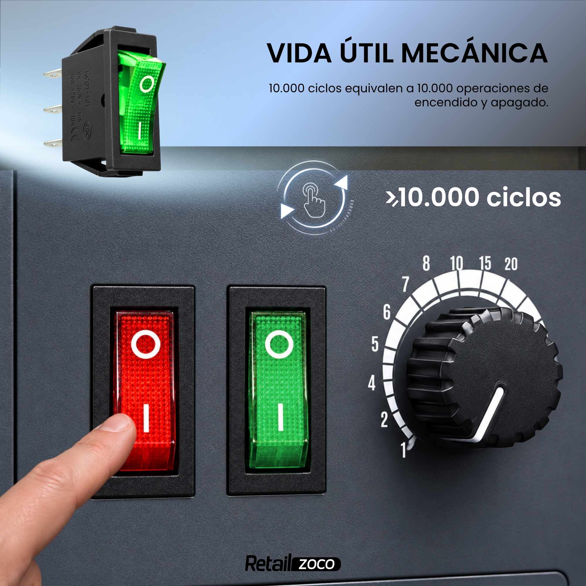 Interruptor basculante ON-OFF SPST 3 pines LED Verde - imagen 3