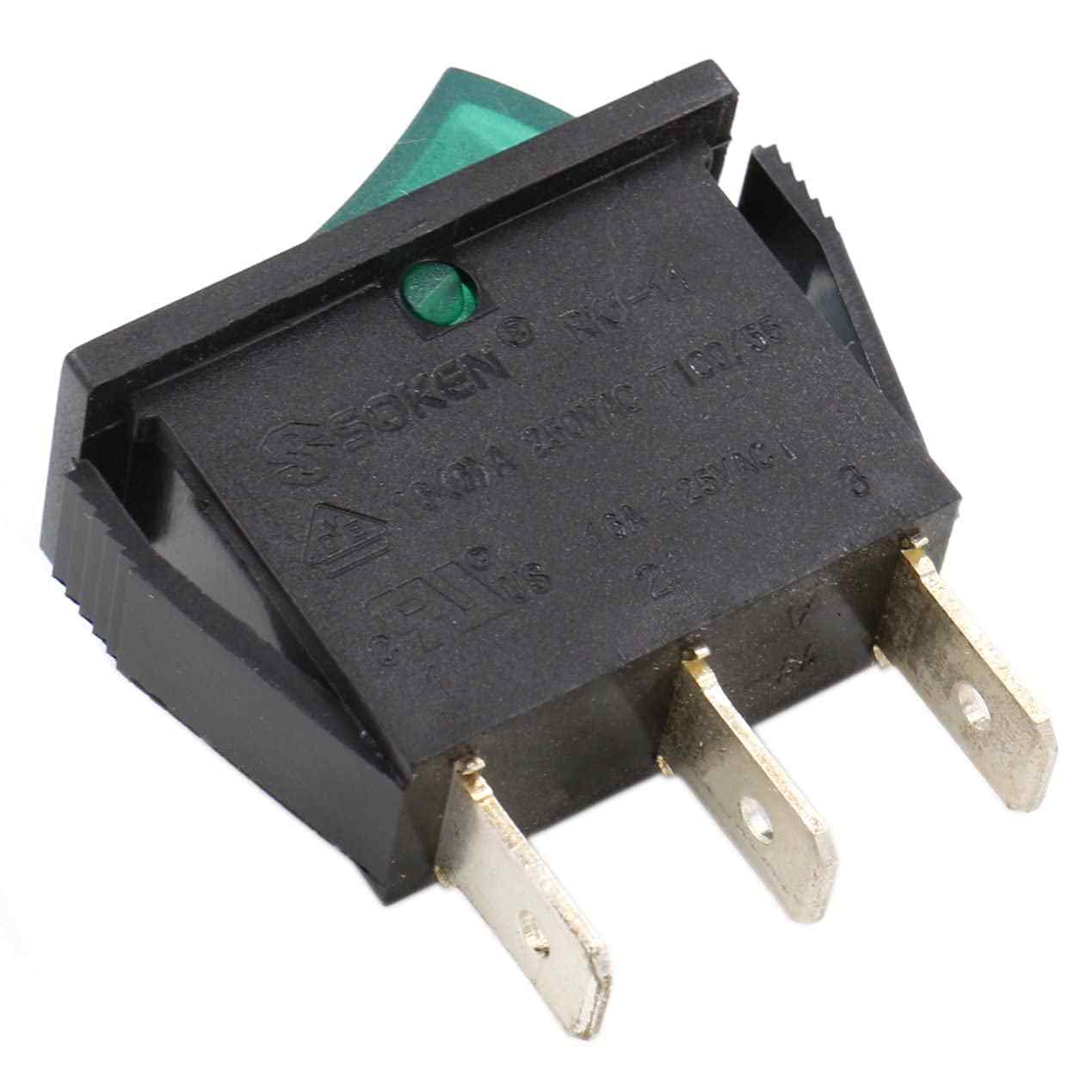 Interruptor basculante ON-OFF SPST 3 pines LED Verde - imagen 2