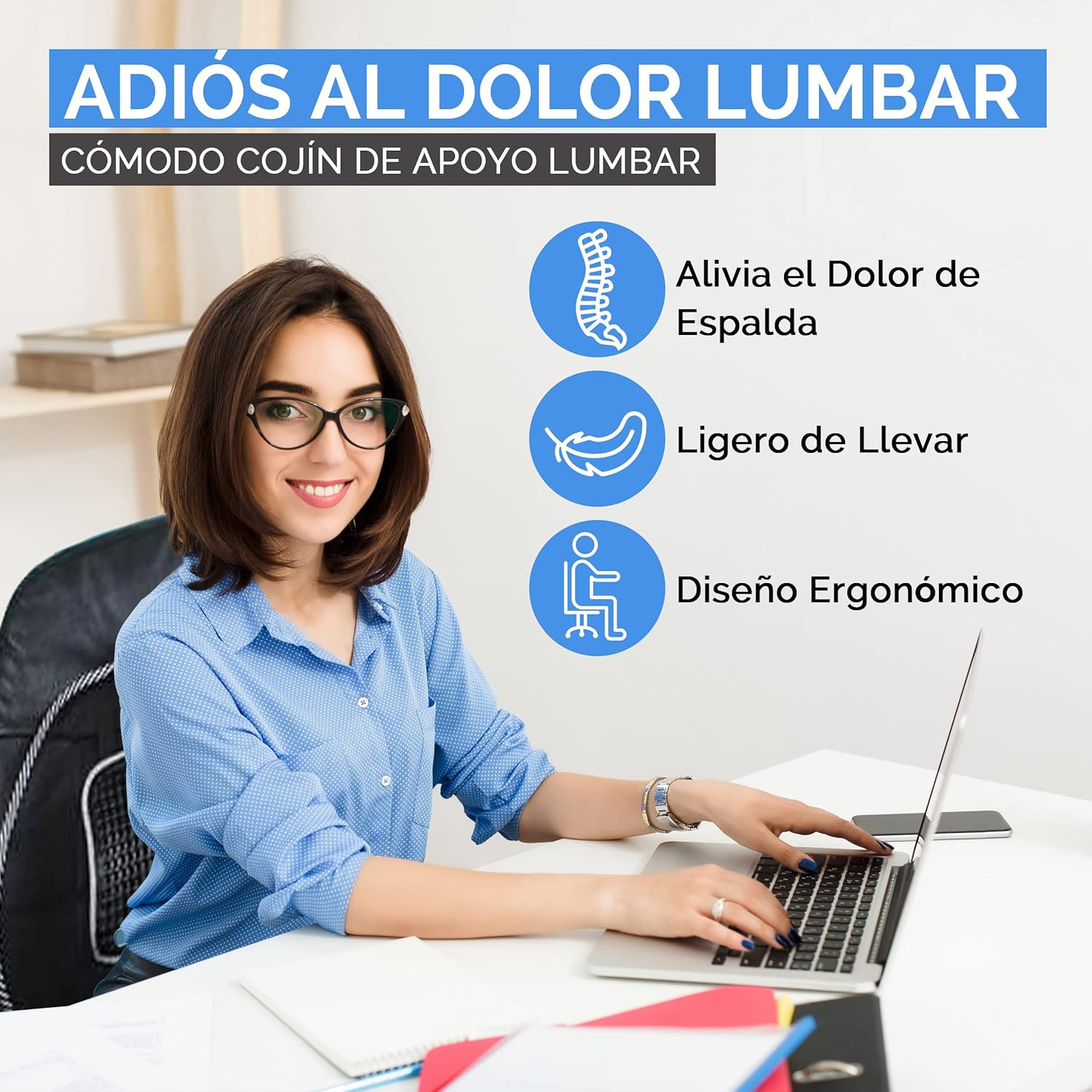 Cojín Lumbar Silla para Silla de Oficina o Coche - imagen 6