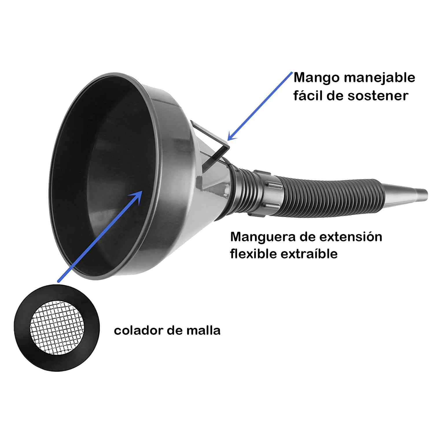 Embudo de plástico para combustible con filtro - imagen 5