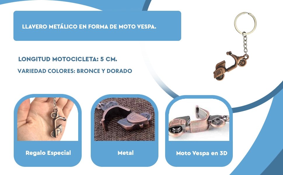 Banner - Llavero metalico en forma de moto vespa dorado