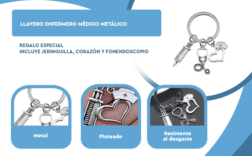 Banner - Llavero enfermero medico metálico