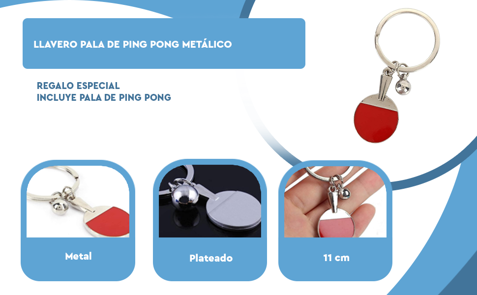 Banner - Llavero metálico raqueta de pin pon metálico