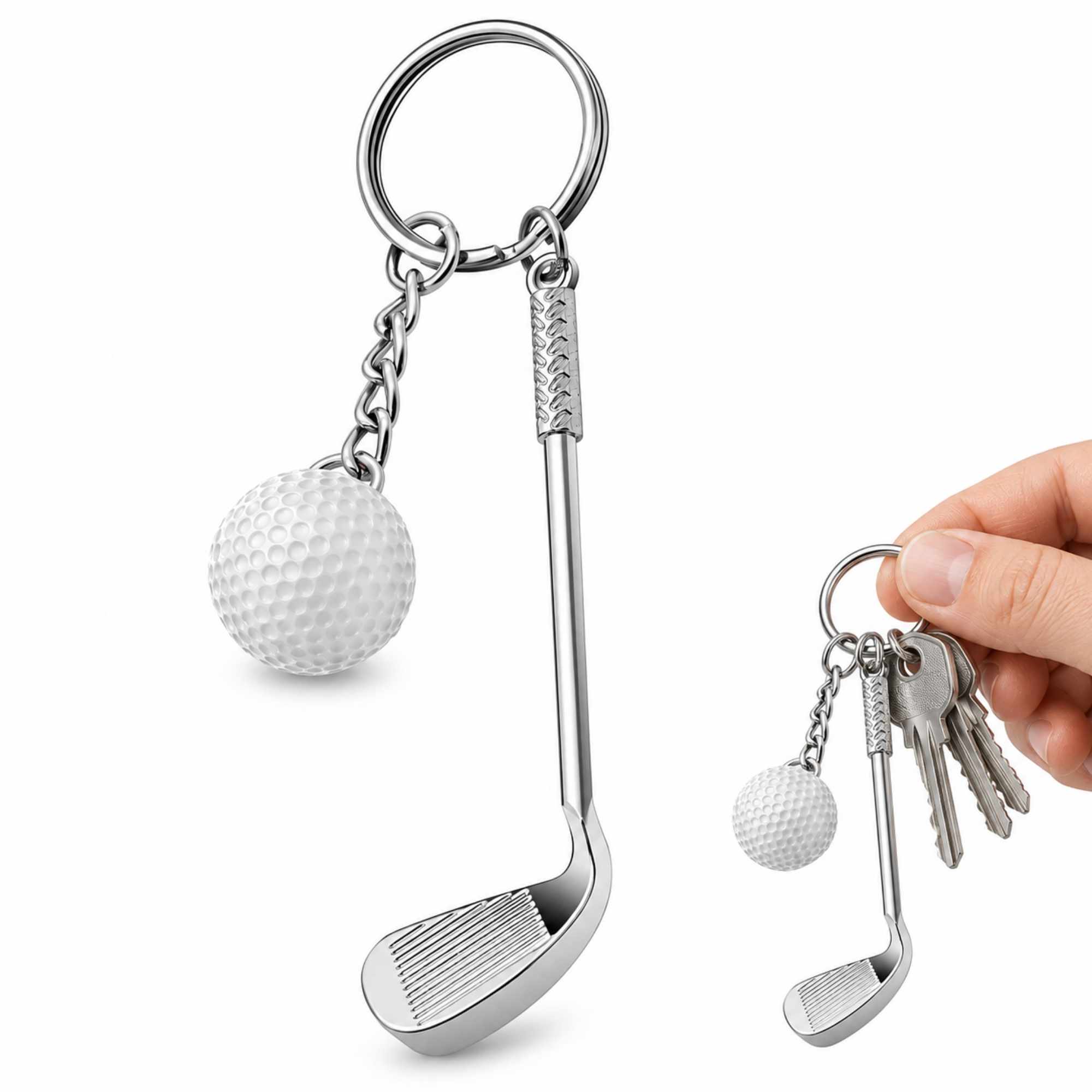 Llavero golf pelota y palo metálico - imagen 1