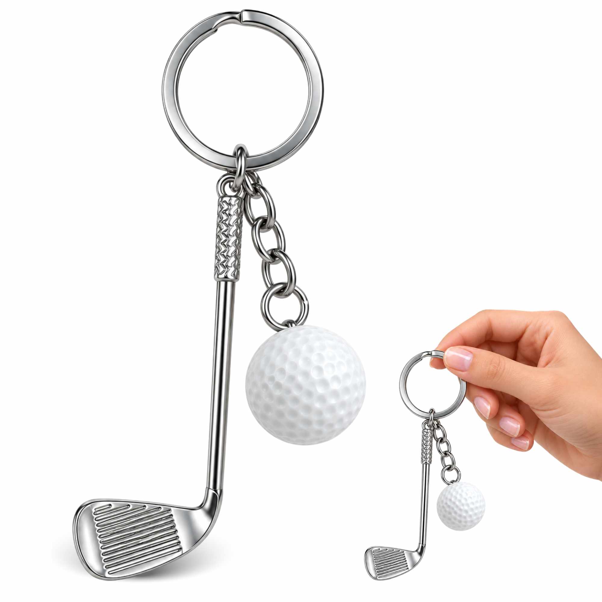 Llavero golf pelota y palo metálico - imagen 1