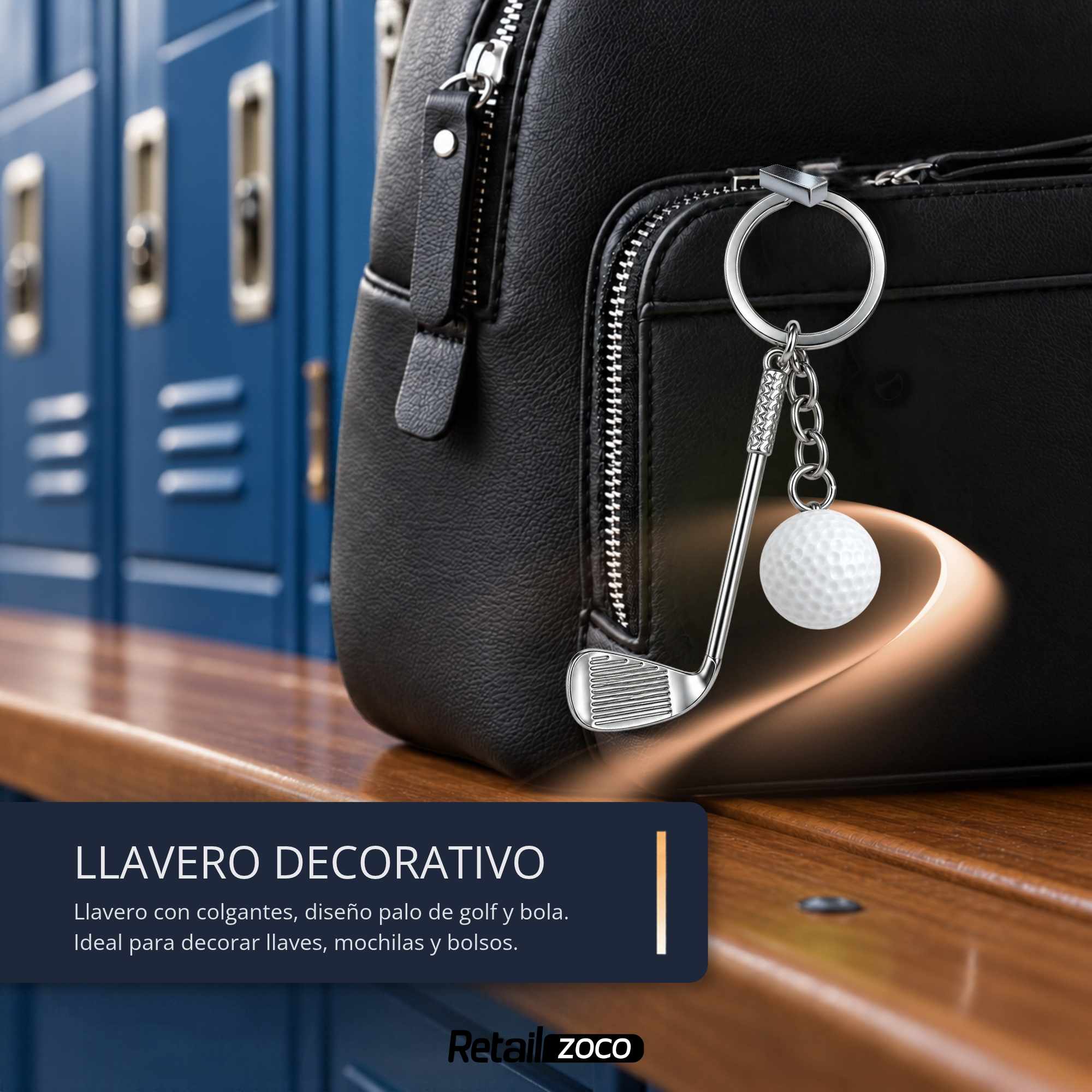 Llavero golf pelota y palo metálico - imagen 3