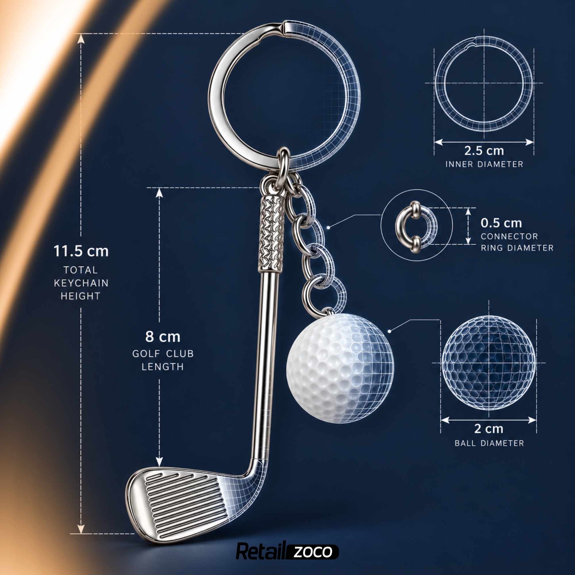 Llavero golf pelota y palo metálico - imagen 4
