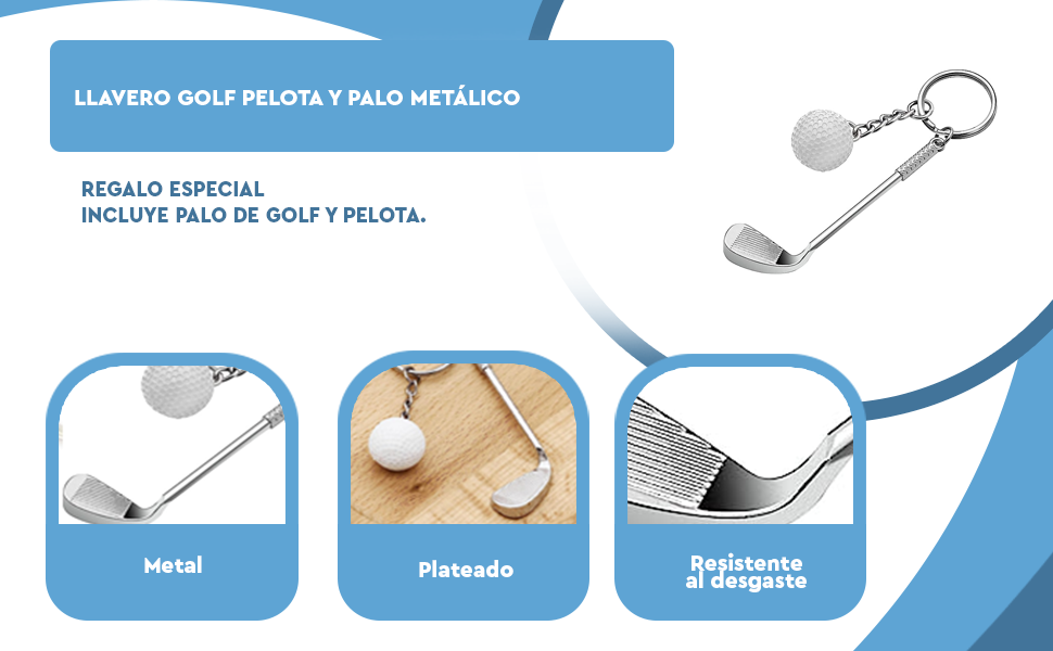 Banner - Llavero golf pelota y palo metálico