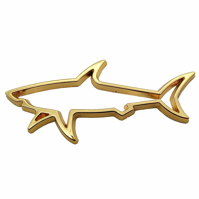 Emblema adhesivo tiburón metálico dorado - imagen 1