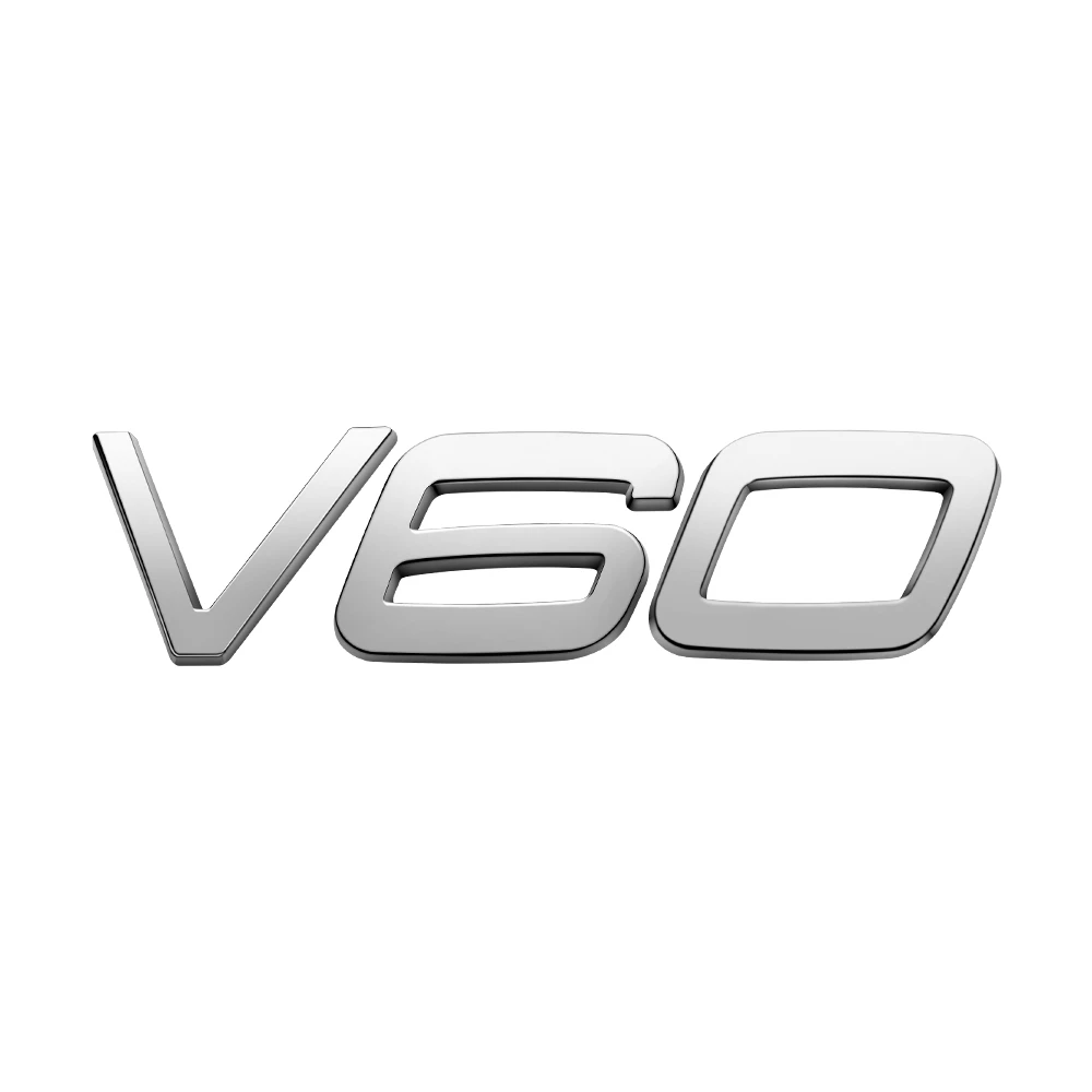 Emblema Adhesivo V60 para Maletero compatible con Volvo plateado