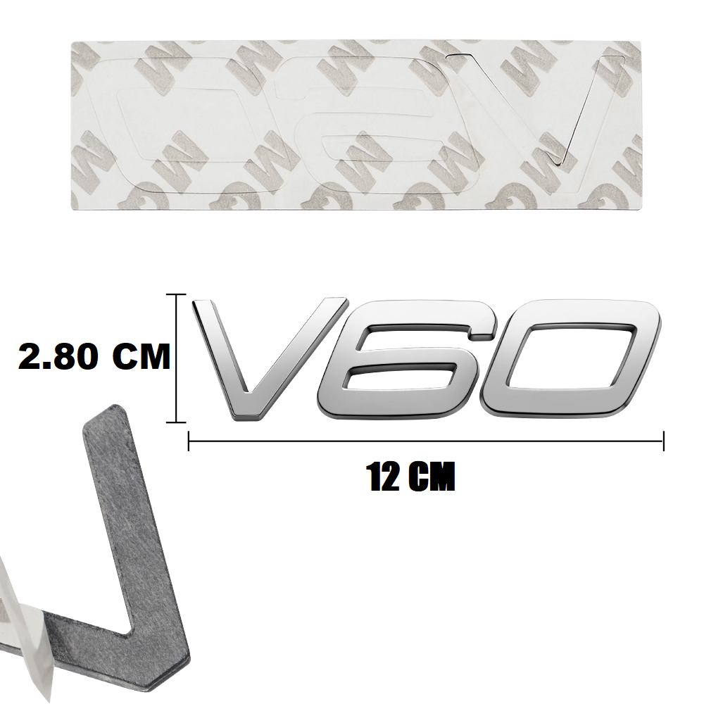 Emblema Adhesivo V60 para Maletero compatible con Volvo plateado - imagen 4