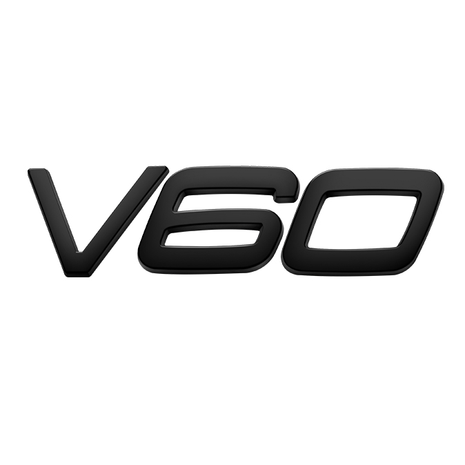 Emblema Adhesivo V60 para Maletero compatible con Volvo negro brillante - imagen 1