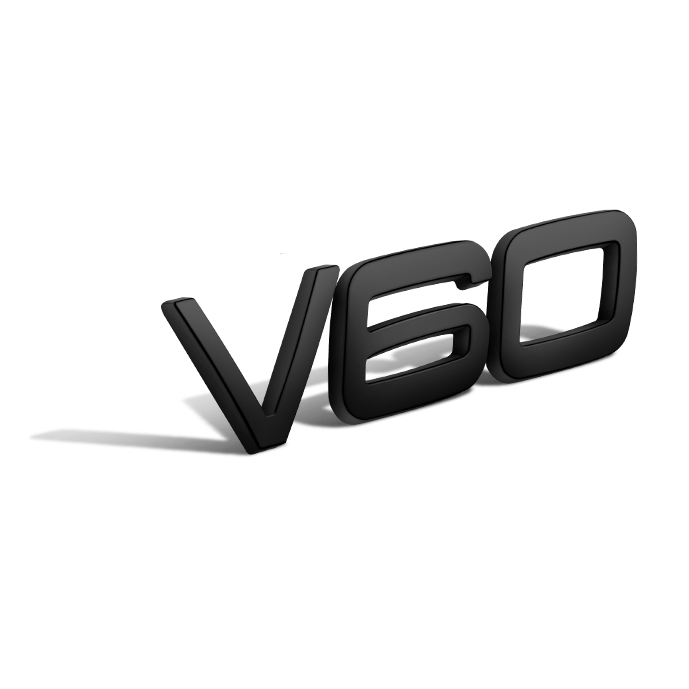 Emblema Adhesivo V60 para Maletero compatible con Volvo negro brillante - imagen 2