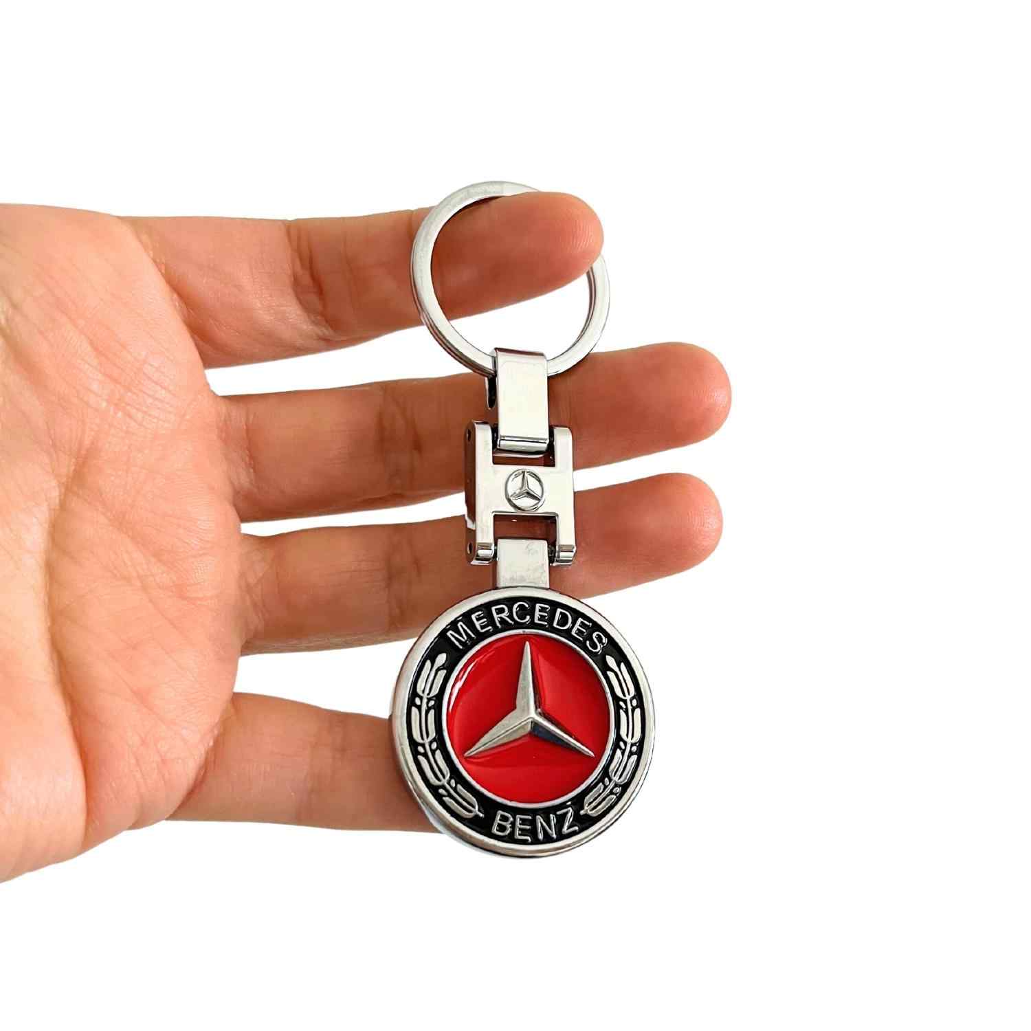 Llavero metalico compatible con Mercedes 34 mm rojo negro - imagen 2