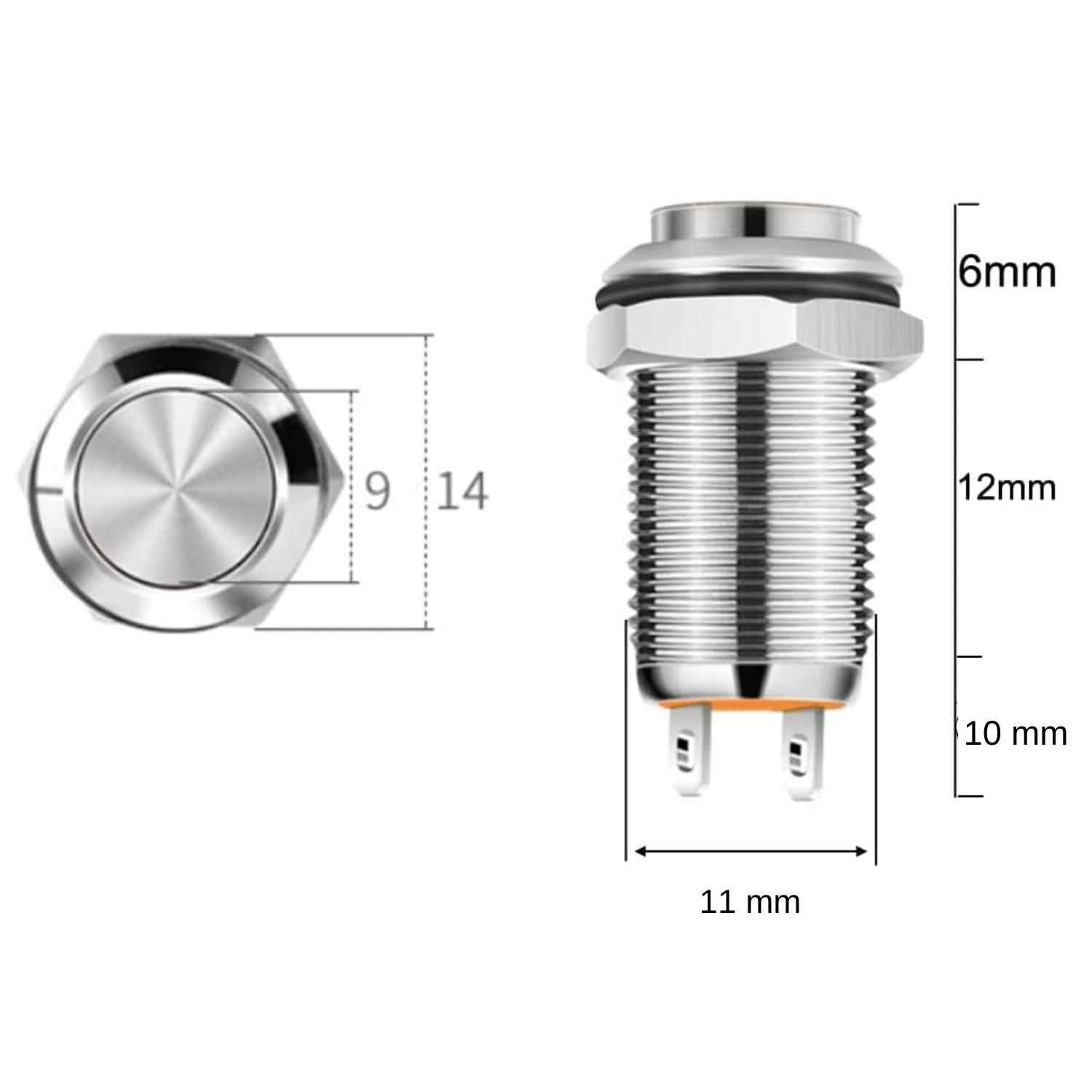 Interruptor de Botón Pulsador Momentáneo Impermeable SPST NO 3A 12 mm - imagen 2