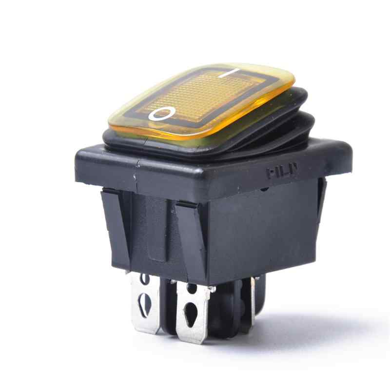 Interruptor basculante ON-OFF DPST 4 vias impermeable LED amarillo 20 A - imagen 1
